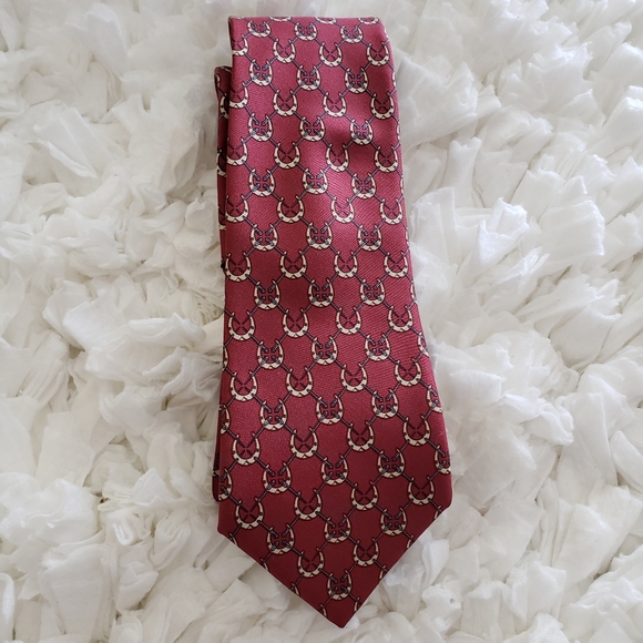 HERMES PARIS VINTAGE HORSESHOE SILK TIE - Picture 13 of 13